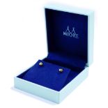 A pair Miore stud earrings, set in yellow metal stamped 18K, 0.43g, boxed with outer sleeve.