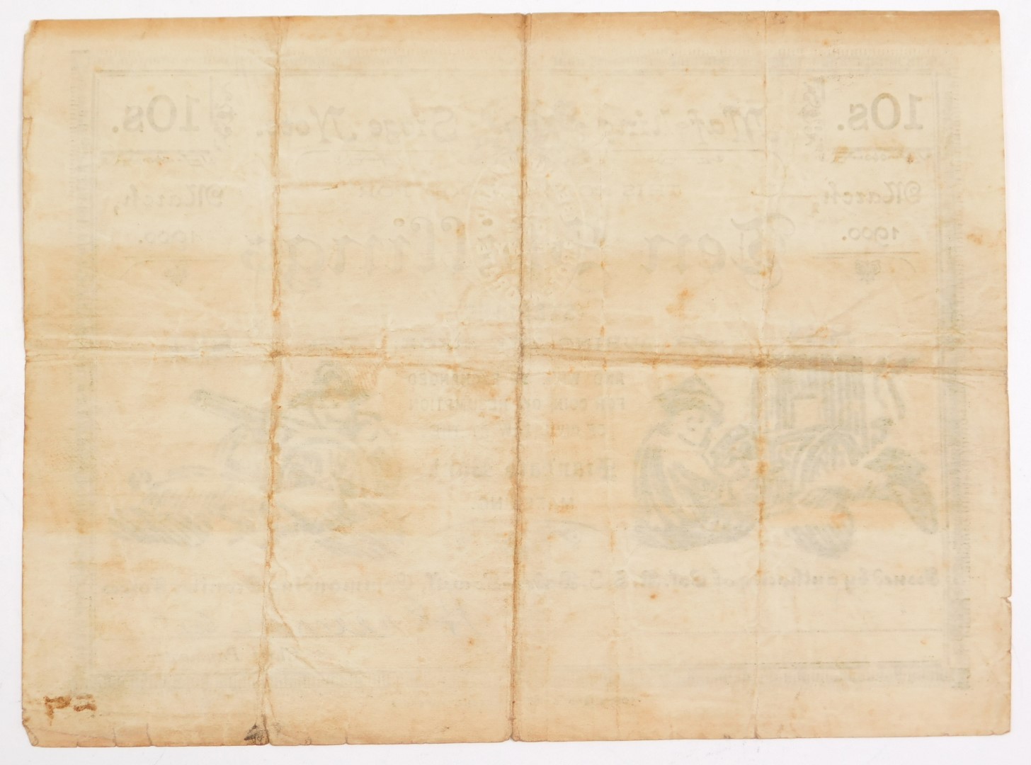 A Mafeking Ten Shillings Siege note, No 834., Standard Bank, signed by Captain H Greener, Chief Paym - Image 2 of 2