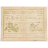 A Mafeking Ten Shillings Siege note, No 834., Standard Bank, signed by Captain H Greener, Chief Paym