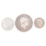 A George III silver half crown 1818, shilling 1819 and a sixpence 1818. (3)