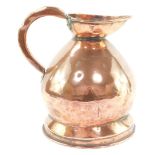 A Victorian copper pot belly one gallon flagon, 28cm high.