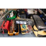 Power and other tools, to include a Blackspur sander, a Harris Tarmaster's tile cutter, various sock