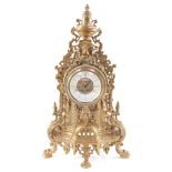 A 19thC style French design cast metal mantel clock, with Quartz movement, 40cm high.