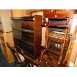 An oak bookcase, with sliding glass doors, together with a valet stand. (2)