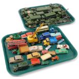 A group of diecast toys, to include Dinky Toys emergency vehicles, cranes and cars, Dinky Toys army