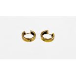 A pair of 9ct gold hoop earrings, of plain design, 1.5cm drop, 5.4g.