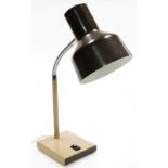 A retro brown metal desk lamp, 37cm high.