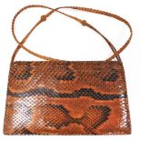 Vintage snakeskin evening bag, with strap handle, 25cm wide.