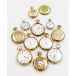 A collection of eleven pocket watches, to include seven gold plated examples by Elgin, Dennison, Wal