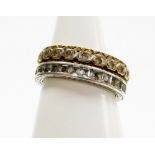 Two dress rings, to include a silver and 9ct gold eternity ring set with tiny white stones, ring siz