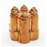 A Victorian Benham and Froud copper jelly mould, with six point turret detailing, numbered 532 with
