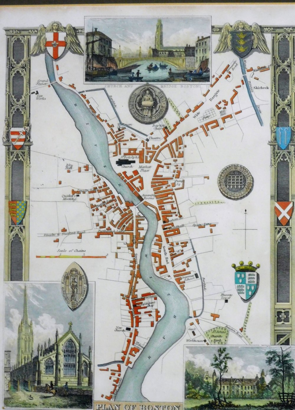 Various framed maps, to include map of Cambridgeshire, Lindsey and Kesteven, Norfolk, town plan of B - Bild 7 aus 8