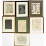 Various framed maps, to include map of Cambridgeshire, Lindsey and Kesteven, Norfolk, town plan of B