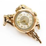 A Roma 9ct gold ladies wristwatch, with circular watch head on an expanding 9ct gold strap, 17.7g al