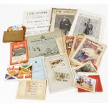 A group of miscellaneous ephemera and effects, to include coloured seaside postcard, cigarette cards