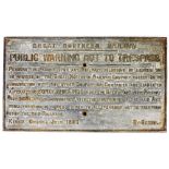 A Great Northern Railway metal sign, with public warning not to trespass, 41cm x 70cm.