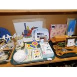 Miscellaneous household items, to include commemorative wares, novelty car placemats, barometer, sal