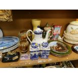 Various ceramics and effects, to include collectors plates, blue and white Rington storage jar, beer