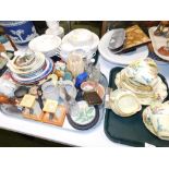 Various ceramics and effects, collectors plates, part teawares, desk calendar, letters, treen, horse