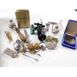 A group of various trinkets, to include perfume bottles, cigarette lighters and corkscrews. (2 secti