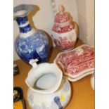Various china, to include a Wedgwood Ferrara pattern flared vase, a Chinese blue and white wash jug,
