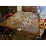 A walnut chess table and board, with part set of wooden chess pieces. (AF)