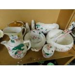 A group of Maling lustre wares, to include a part service in the cream pattern with pink flowers, co