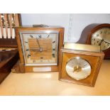 A 1950's oak cased mantel clock, with presentation plaque presented to RSM J Pearce, by the Corporal