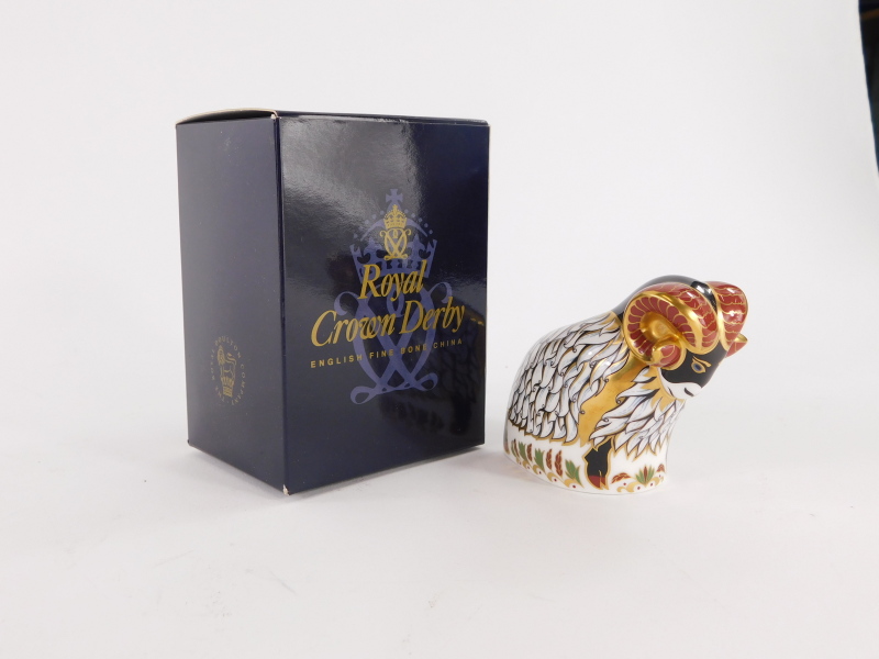 A Royal Crown Derby paperweight of a Derby ram, exclusively available from The Royal Crown Derby vis - Image 3 of 3