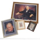 A collection of prints, to include after Professor Arthur Pan, Winston Churchill, another print of C