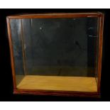 A mahogany and glazed display case, 38cm high, 41cm wide.