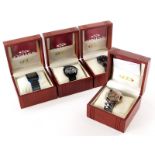 A collection of four Oniss of Paris wristwatches, comprising gentleman's stainless steel and ceramic