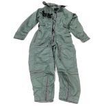 A men's flying coverall, size small/long, type CWU-I-P, made by Skyway Clothing incorporation, and a