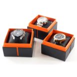 A collection of three Adee Kaye of Beverley Hills gentleman's wristwatches, comprising stainless ste