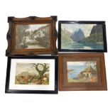 A collection of late 19th/ early 20thC prints and photographs, to include a lakeland scene after Hea