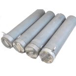 Four aluminium map or print canisters, with handles to the lids.