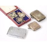 A collection of small silver and silver plated items, to include a George V silver Vesta case, decor