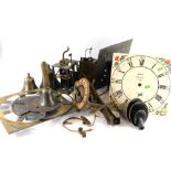 A quantity of clocks and movements, to include wall clocks, thirty hour longcase clock dial signed B