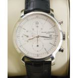 A Baume and Mercier gentleman's stainless steel wristwatch, having white dial with subsidiary dials