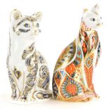 Two Royal Crown Derby porcelain paperweights of cats, a majestic cat, limited edition 3247 of 3500,