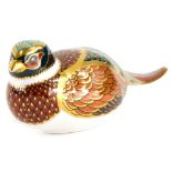 A Royal Crown Derby porcelain paperweight of a Woodland Pheasant, for Royal Crown Derby Collectors G