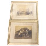 A pair of Victorian photographs, farmhouse and family group, photographer John R Singer, Chippenham,