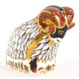 A Royal Crown Derby paperweight of a Derby ram, exclusively available from The Royal Crown Derby vis