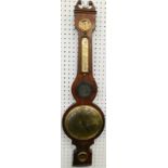 A mid 19thC wheel barometer, stamped D. Rivolta Edinburgh, in a mahogany case with brass dials, 101c