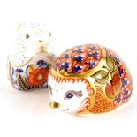 Two Royal Crown Derby porcelain paperweights, an Orchard Hedgehog for Royal Crown Derby Collectors G