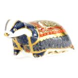 A Royal Crown Derby porcelain paperweight of Moonlight badger, for Royal Crown Derby Collectors Guil