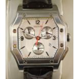 A gentleman's Valentino stainless steel wristwatch, having octagonal case with silvered patisserie d