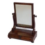 A 19thC mahogany dressing table mirror, with a rectangular plate on shaped supports, the base with t