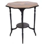 An Edwardian rosewood and ebonised occasional table, the octagonal top inlay centrally with a patera