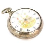 A Victorian silver cased pocket watch, by William Green Grantham, 427, with enamel dial painted with